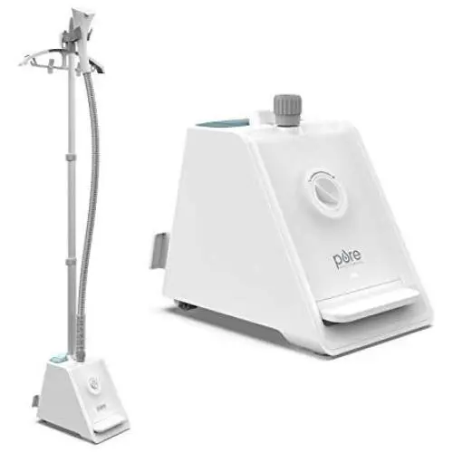 Pure Enrichment PureSteam Pro Upright Clothes Steamer with Garment Hanger and 4 Steam Levels - Heats in 45 Seconds with Half Gallon Water Tank for 1 Hour Continuous Steaming - Includes Fabric Brush