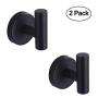 Nolimas Towel Coat Hook Matte Black SUS304 Stainless Steel Bathroom Clothes Cabinet Closet Sponges Robe Hook Wall Mounted Round Kitchen Heavy Duty Door Hanger 2 Packs