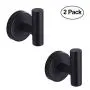 Nolimas Towel Coat Hook Matte Black SUS304 Stainless Steel Bathroom Clothes Cabinet Closet Sponges Robe Hook Wall Mounted Round Kitchen Heavy Duty Door Hanger 2 Packs