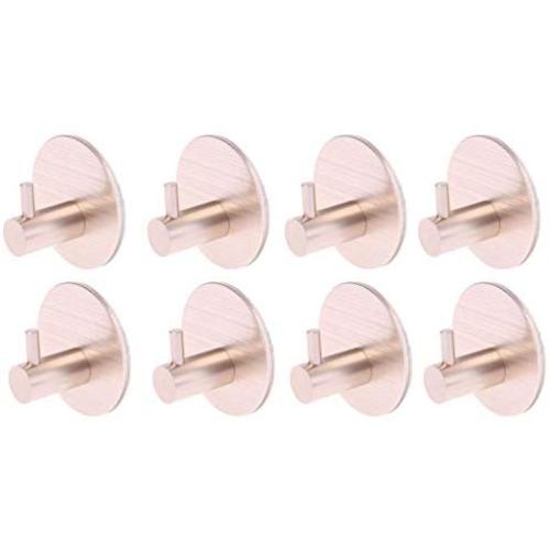 Cher9 8 Pcs Round Self Adhesive Hooks Home Kitchen Wall Door Hook Clothes Coat Bag Key Hanger Bathroom Towel Holder Storage Aluminum
