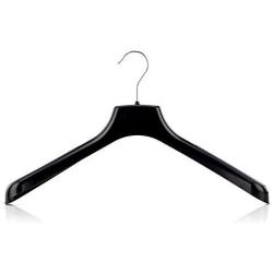 HANGERWORLD 10 Black 16.5inch Plastic Coat Clothes Suit Garment Top Hangers with 1.57inch Wide Shoulder Support