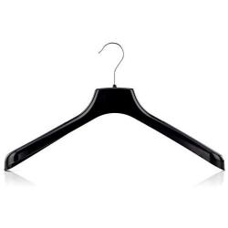 HANGERWORLD 10 Black 16.5inch Plastic Coat Clothes Suit Garment Top Hangers with 1.57inch Wide Shoulder Support