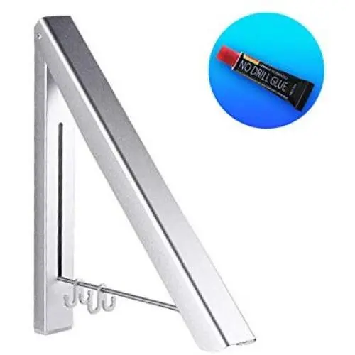 RedSum Retractable Clothes Drying Rack - Easy Installation Wall Mounted or Nail Free Collapsible Clothes Hanger Rack Space Saving Hanging Racks for Laundry Room Organization,Aluminum (Silver)