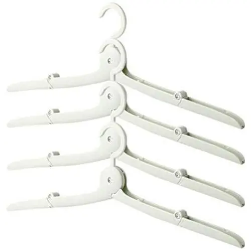 Zmmyr PP Foldable Clothes Hangers Mini Telescopic Travel Folding Hanger Set of 4 (Green)