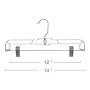 HOUSE DAY 50 Pack 14 inch Clear Plastic Skirt Hangers with Clips, Skirt Hangers, Clip Hangers for Pants,Trouser Bulk Plastic Pants Hangers