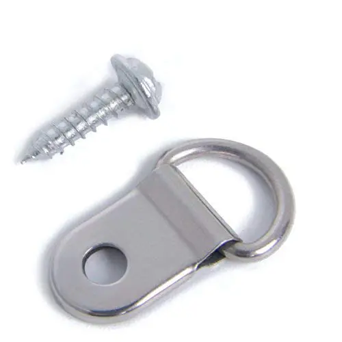 EDCarrying 100 Pack Heavy Duty D Ring Picture Hangers with Screws Single Hole PH-1 (Silver)