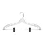 NAHANCO 500RCHU Traditional Clear Plastic Suit Hanger with Notches and Small Hooks for Delicate Straps and Clips, Home Use, 17" (Pack of 25)