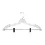 NAHANCO 500RCHU Traditional Clear Plastic Suit Hanger with Notches and Small Hooks for Delicate Straps and Clips, Home Use, 17" (Pack of 25)