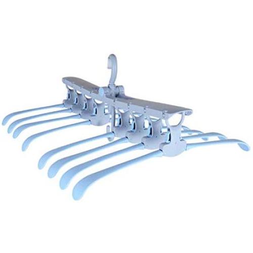 EvaroFly Portable Multi-Functional Magic Folding Hanger, Anti-skidding Rotatable Storage Clothes Hanger, Household Travel Camping -Blue 42x52.5x22.5cm