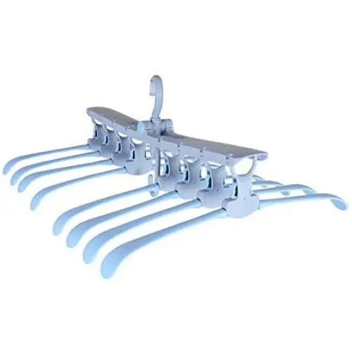 EvaroFly Portable Multi-Functional Magic Folding Hanger, Anti-skidding Rotatable Storage Clothes Hanger, Household Travel Camping -Blue 42x52.5x22.5cm