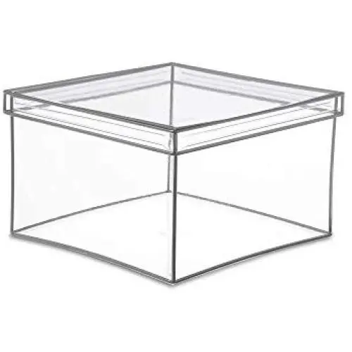 Design Ideas Lookers Box, 8.3" x 8.3" x 5" Soft Vinyl Storage Bin with Lid, Clear PVC Plastic with Metal Wire Frame (Extra Large) Design Ideas Lookers Box, 8.3" x 8.3" x 5" Soft Vinyl Storage Bin with Lid, Clear PVC Plastic with Metal Wire Frame (Extra Large)