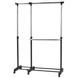 Extendable Storage LaundryCloset Stick Hanger Rolling Clothes Holder Rack Adjustable Drying