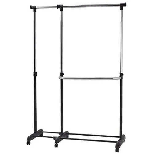 Extendable Storage LaundryCloset Stick Hanger Rolling Clothes Holder Rack Adjustable Drying