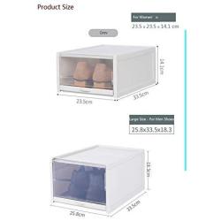 SXYLOB Plastic Pull Shoe Storage Boxes Clear Stackable Shoes Boxes Cabinet Organizer Flip Drawer Large Size for (Man 3 pcs)