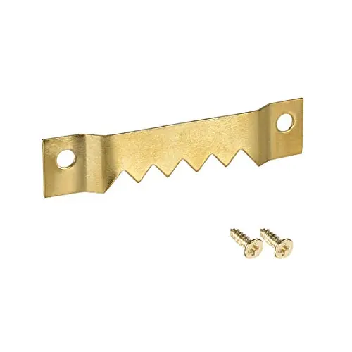 uxcell Sawtooth Picture Hangers, 2 1/5 Inch Double Hole with Screws for Frame Hanging, 100 Pcs (Golden)
