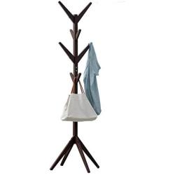 HTDZDX Solid Wood Tree Coat Rack Stand Free Standing,Childrens Clothes Holder Living Room Bedroom Hangers Coat Hat Storage Rack, Dark Brown