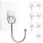 Large Adhesive Hooks 22Ib(Max), Waterproof and Rustproof Wall Hooks for Hanging Heavy Duty, Stainless Steel Towel and Coats Hooks to use Inside Kitchen, Bathroom, Home and Office, 8Pack Large Adhesive Hooks 22Ib(Max), Waterproof and Rustproof Wall Hooks for Hanging Heavy Duty, Stainless Steel Towel and Coats Hooks to use Inside Kitchen, Bathroom, Home and Office, 8Pack