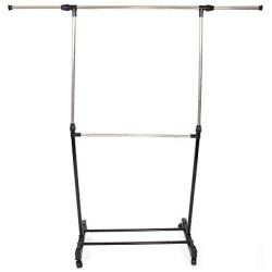 KepooMan Garment Rack Portable Collapsible Clothes Hanging Rack Rolling Garment Hanger Adjustable Hanger Rail Clothing Rack Shelf with Lockable Wheels -Silver