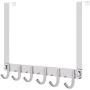 WEBI Over The Door Hook Rack,Over The Door Towel Rack with 6 Hooks for Hanging,Door Hanger Towel Hanger Over Door Coat Rack for Clothes,Bathroom,Chromed