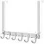 WEBI Over The Door Hook Rack,Over The Door Towel Rack with 6 Hooks for Hanging,Door Hanger Towel Hanger Over Door Coat Rack for Clothes,Bathroom,Chromed