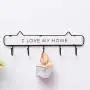 Cabilock Key Holder 1PC Vintage Iron Wooden Wall Hook I Love My Home Letters Storage Rack Cloth Hat Key Hanger (White)