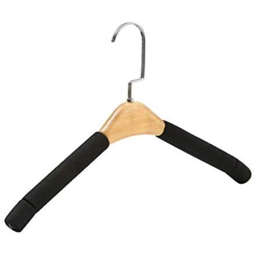 Flat Hook Solid Wood Sponge Non-Slip Hanger Home No Trace Clothes Hanging Pants Clip Clothing Store Hangers 10 Pack FANJIANI (Color : Black, Size : Women)