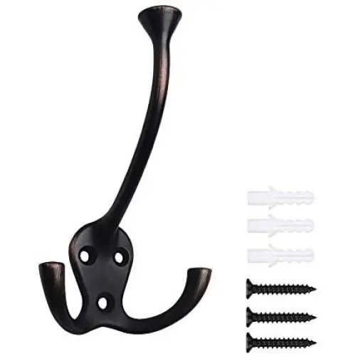 HARPOON 5 Pack Heavy Duty Three Flared Prongs Coat Hooks, Oil-Rubbed Bronze HARPOON 5 Pack Heavy Duty Three Flared Prongs Coat Hooks, Oil-Rubbed Bronze