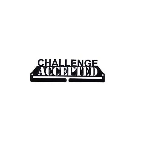 Challenge Accepted Running Marathon Sports Medal Display Rack Holder Hanger for Wall - Hang Your Race Medals