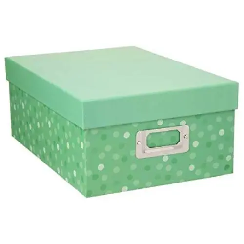 Darice Decorative Photo Storage Box: Green Dots Darice Decorative Photo Storage Box: Green Dots