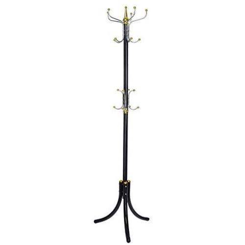 Shotbow Three-Legged Clothes Rack, Industrial Free Standing Coat Hook Rack Hanger for Hanging Clothing Hats Bags, Entryway Coat Rack for Bedroom Living Room Hallway Entryway Office -Black (Black)