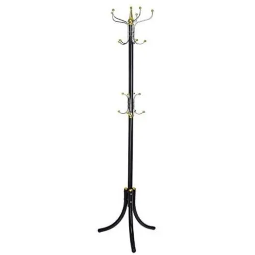 Shotbow Three-Legged Clothes Rack, Industrial Free Standing Coat Hook Rack Hanger for Hanging Clothing Hats Bags, Entryway Coat Rack for Bedroom Living Room Hallway Entryway Office -Black (Black)