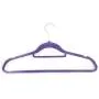 10pcs 45 * 0.5 * 24.5 Plastic Clothes Hangers Porable Purple Flocking with Rail