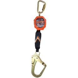 Malta Dynamics Lightweight Pygmy Hog Webbed Self-Retracting Lifeline with Rebar Hook, 11 Foot Lifeline, Includes Carabiner, OSHA and ANSI Compliant