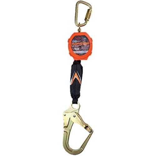 Malta Dynamics Lightweight Pygmy Hog Webbed Self-Retracting Lifeline with Rebar Hook, 11 Foot Lifeline, Includes Carabiner, OSHA and ANSI Compliant