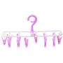 BLagenertJ Folding Drying Rack Underwear Socks Plastic Windproof Non-Slip Clothes Hanger with 12 Clips Purple