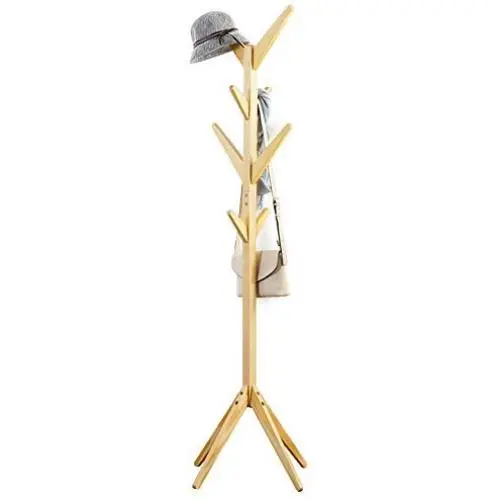 Yxsd Solid Wood Coat Rack Entryway Standing Hat Jacket Coat Clothes Hanger Holder Stand Hall Tree 8 Hooks (Color : A)