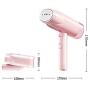 ZZYJYALG Hanging Ironing Machine Plastic Metal Transparent Water Tank Handheld Large Capacity High Temperature Cotton Linen Foldable Blended Polyester Portable Travel Dormitory Household (Pink)