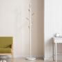 XMZFQ Free Standing Metal Coat Rack Stand with 6 Hooks Clothes Tree Hat Display Hall Tree Hanger Bag Umbrella Hanging Organiser for Hallway Bedroom,White