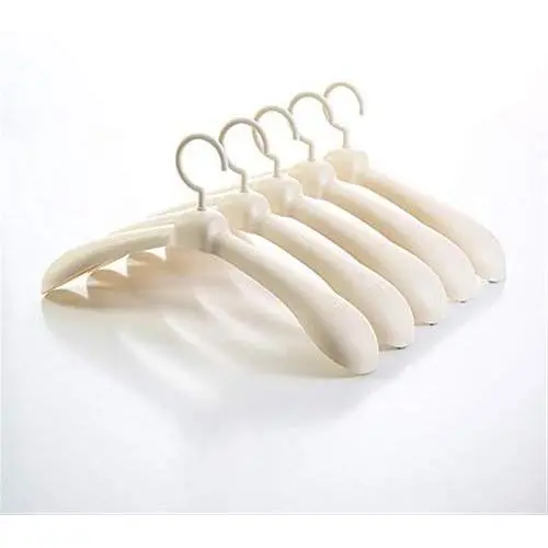 HNIWDJ 5 Packs Clothes Hangers Household Hangers Wide Shoulder Plastic Non-Slip Clothes Shelf Hooks Drying Rack Hangers (Color : Beige)
