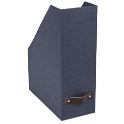 Bigso Estelle Canvas Fiberboard Upright Magazine Storage Box, 12.6 x 4.5 x 9.8 in, Blue