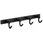 Mellewell Hook Rail Rack Wall Hanger with 4 Hooks Stainless Steel, Flat Black, 8012H4-B