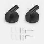 POKIM Matte Black Towel Hook Stainless Steel Bathroom Rustproof Clothes Towel Robe Hook Wall Mounted，Toilet Kitchen Heavy Duty Door Hanger（ 2 Pack ）