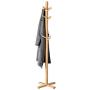 LANGRIA Coat Hook Bamboo Wooden Coat Rack and Hook Rack with 3 Tiers 12 Hooks and Solid Feet Hall Tree Coat Rack for Clothes Scarves and Hats, Bamboo Natural Color
