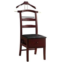 Alek...Shop Executive Suit Standing Valet Chair Mahogany Clothes Rack Hanger Organizer Wardrobe Solid Maple Wood Men Coat Butler Style Stand Metal Bedroom, Office