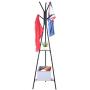 Pratcgoods Entryway Coat Rack Stand Coat Tree Hall Free Standing Industrial Hall Tree Floor Coat Rack Clothes Hanger with 2 Shelves for Bedroom Office Hallway Entryway