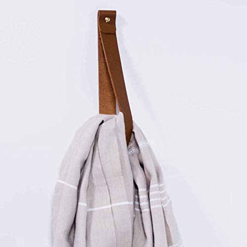 Large Leather Wall Hook, minimal wall hanging strap towel hook rack wall leather loop strap for scarf hook storage hanger towel holder leather shelf strap