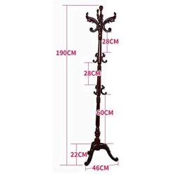 LLDDP Coat Hooks Hat Clothes Stand Coat Racks European Solid Wood Hat Stand Hanger Floor Standing Home Bedroom Hangers 10 Hooks Hall Tree Free Standing Garment Racks (Color : Brown)