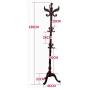 LLDDP Coat Hooks Hat Clothes Stand Coat Racks European Solid Wood Hat Stand Hanger Floor Standing Home Bedroom Hangers 10 Hooks Hall Tree Free Standing Garment Racks (Color : Brown)