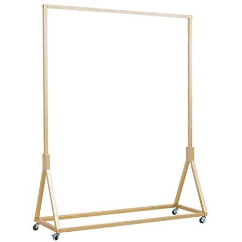 FURVOKIA Modern Simple Heavy Duty Metal Rolling Garment Rack with Wheel,Retail Display Clothing Rack,Wrought Iron Single Rod Floor-Standing Hangers Clothes Shelves (Gold Square Tube, 47.2 L)