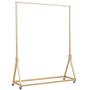FURVOKIA Modern Simple Heavy Duty Metal Rolling Garment Rack with Wheel,Retail Display Clothing Rack,Wrought Iron Single Rod Floor-Standing Hangers Clothes Shelves (Gold Square Tube, 47.2 L)